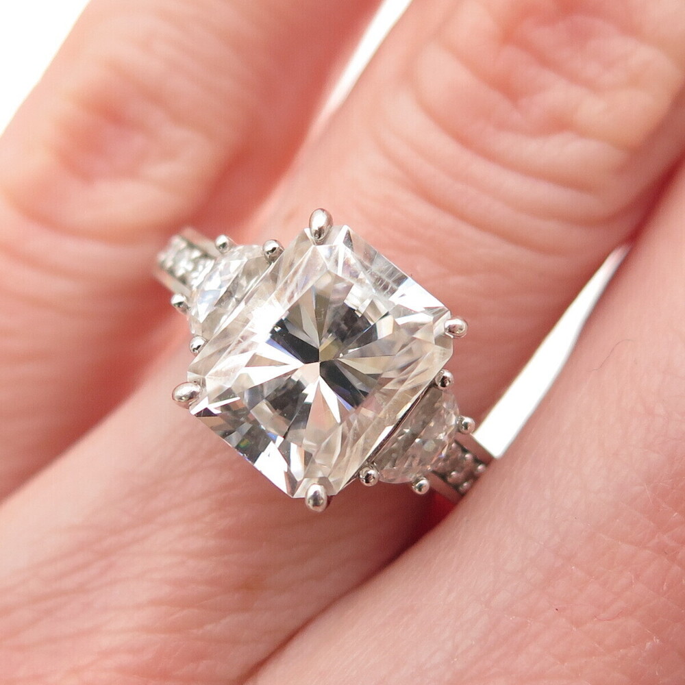 D'JOY 925 Sterling Silver Multi-Cut C Z Engagement Ring Size 5
